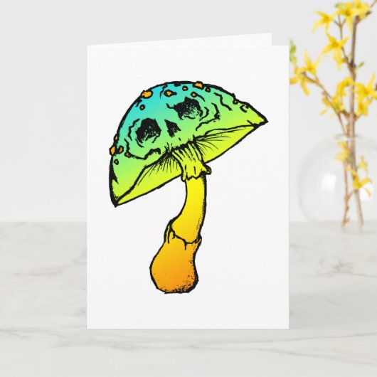 Paddenstoel schedel wenskaart kaart (Gele Bloem)
