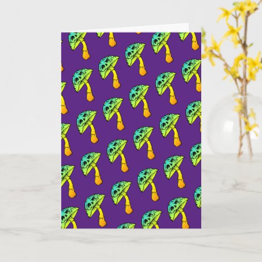 Paddenstoel schedel wenskaart kaart (Gele Bloem)