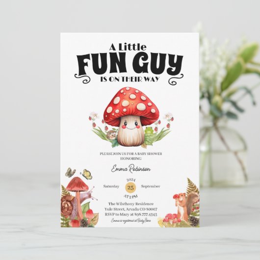 Paddenstoel Snail Woodland Herfst baby shower Cust Kaart (Staand voorkant)