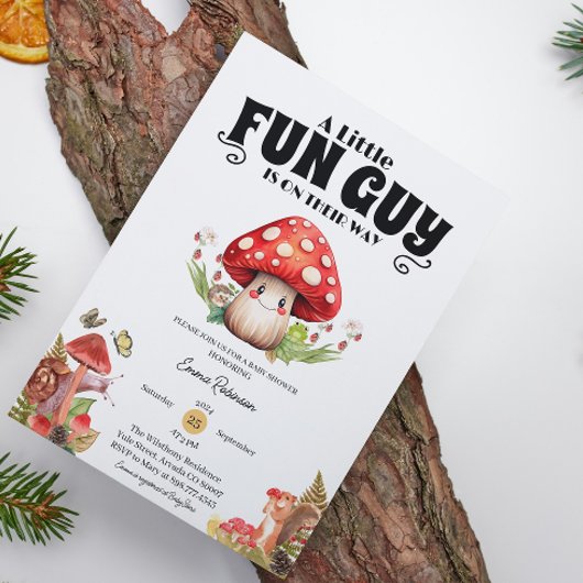 Paddenstoel Snail Woodland Herfst baby shower Cust Kaart