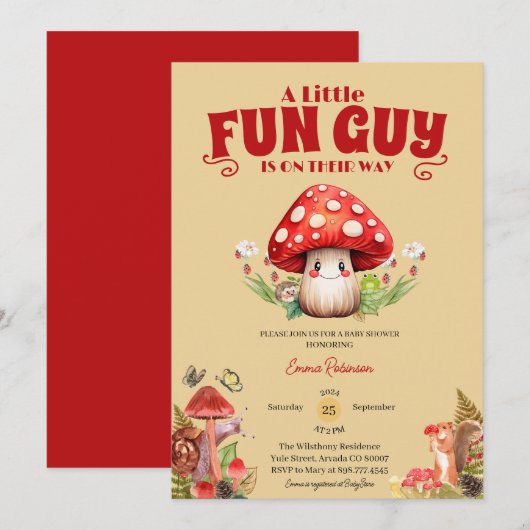 Paddenstoel Snail Woodland Herfst baby shower Cust Kaart (Voorkant / Achterkant)