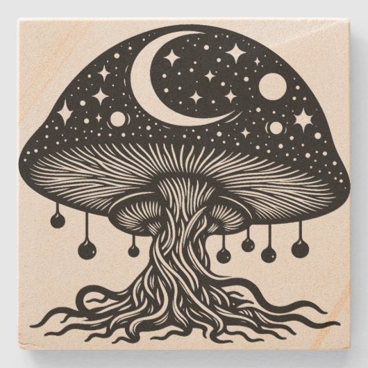 paddenstoel stenen onderzetter (Voorkant)