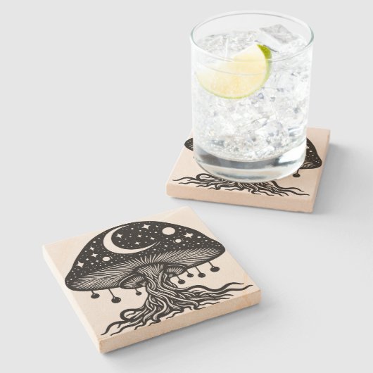 paddenstoel stenen onderzetter (Zijkant)