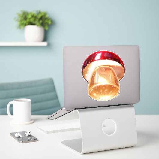 Paddenstoel sticker rood modern (Laptop op bureau)