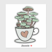 Paddenstoel theeltje/koffiebeker sticker (Vel)