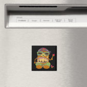Paddenstoel Tiki Chef, Grappig Zwart Magneet (Insitu (Vaatwasser))