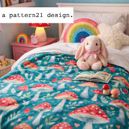 paddenstoel verhaal in aquarelpatroon werpkussen fleece deken