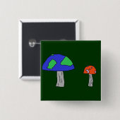 paddenstoel vierkante button 5,1 cm (Voorkant /achterkant)