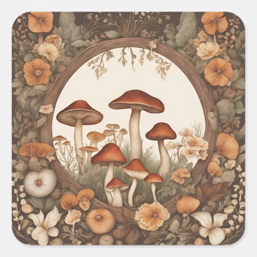 Paddenstoel Vierkante Sticker (Voorkant)
