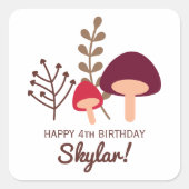 Paddenstoel Vierkante Sticker (Voorkant)