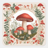 Paddenstoel Vierkante Sticker (Voorkant)