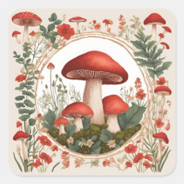 Paddenstoel Vierkante Sticker