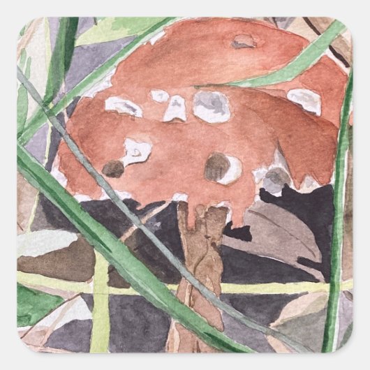 paddenstoel vierkante sticker (Voorkant)