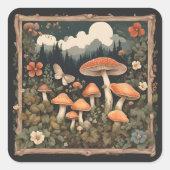 Paddenstoel Vierkante Sticker (Voorkant)