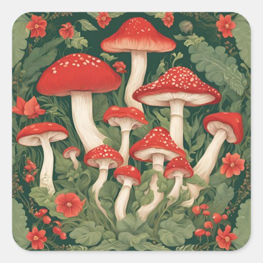Paddenstoel Vierkante Sticker (Voorkant)