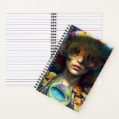 Paddenstoel Visies Trippy Retro Woman AI Generated Notitieboek (Binnen)