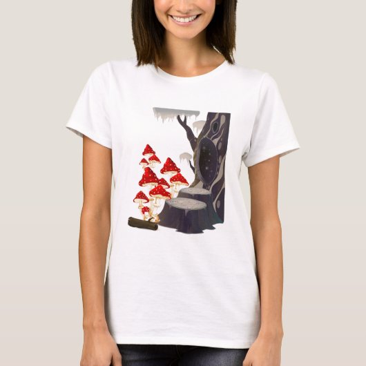 paddenstoel vliegt met agaric en bomen t-shirt (Voorkant)