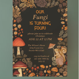 Paddenstoel Woodland Animal Boys Vierde Verjaardag Kaart