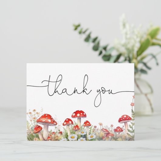 Paddenstoel Woodland Dank u kaart (Staand voorkant)