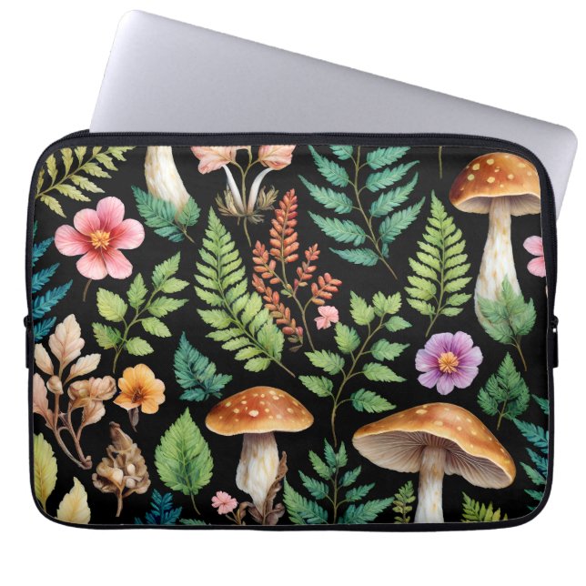 Paddenstoel Woodland Forest Varen Kunst Laptop Sleeve (Voorkant)