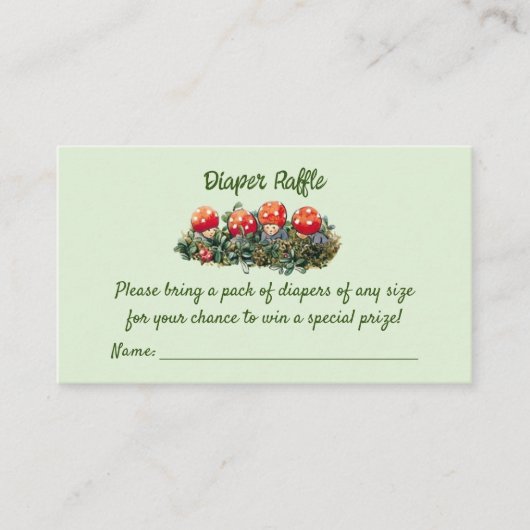 Paddenstoel Woodland Frog Baby shower Luier Raffle Informatiekaartje (Voorkant)