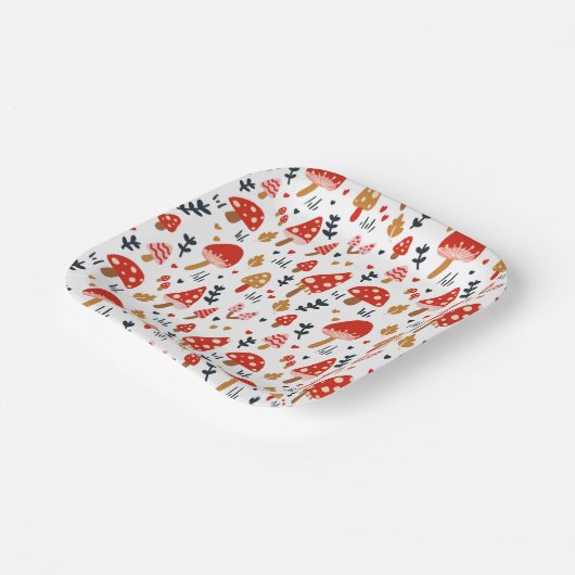 Paddenstoel Woodland Kathrin Legg Red Mushroom Papieren Bordje (Gebogen)