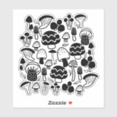 paddenstoel zwart sticker (Vel)