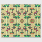 Paddenstoelachtergrond Cadeaupapier (Vlak)