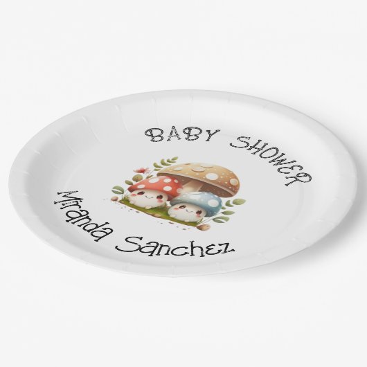 PaddenstoelBaby shower Papieren Bordje (Gekanteld)