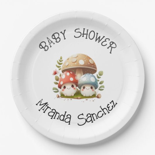 PaddenstoelBaby shower Papieren Bordje (Voorkant)