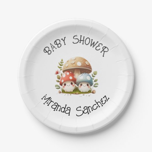 PaddenstoelBaby shower Papieren Bordje (Voorkant)