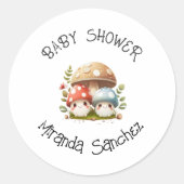 PaddenstoelBaby shower Ronde Sticker (Voorkant)