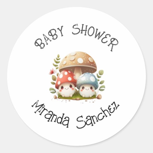 PaddenstoelBaby shower Ronde Sticker (Voorkant)