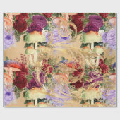 Paddenstoelbos Antiek goudRoos Marsala Paars Cadeaupapier (Vlak)