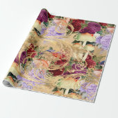 Paddenstoelbos Antiek goudRoos Marsala Paars Cadeaupapier (Uitgerold)