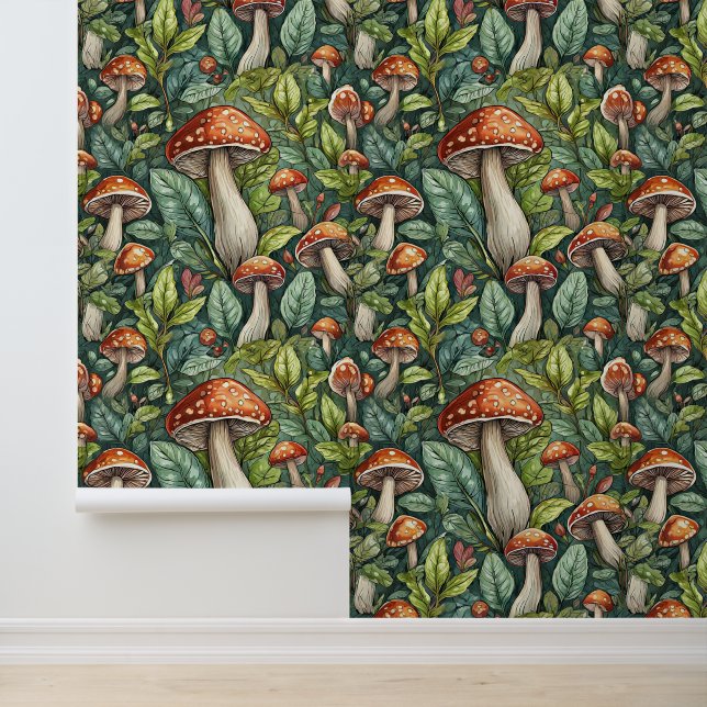 Paddenstoelbos Behang (Applicatie)