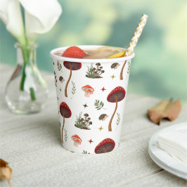 Paddenstoelbos Fairy Egel Patroon Cottagecore Papieren Bekers