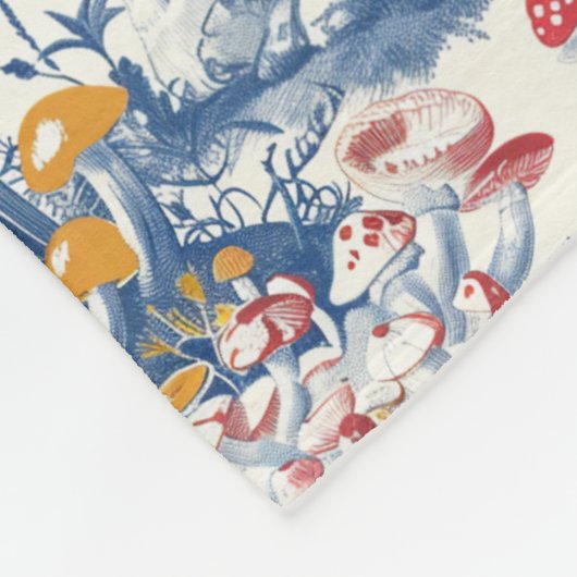 Paddenstoelbos in Toile De Jouy Fleece Deken (Hoek)