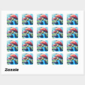 paddenstoelbos vierkante sticker (Vel)