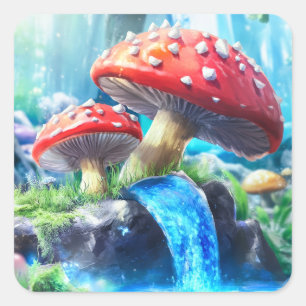 paddenstoelbos vierkante sticker
