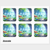 paddenstoelbos vierkante sticker (Vel)