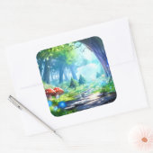 paddenstoelbos vierkante sticker (Envelop)