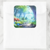 paddenstoelbos vierkante sticker (Tas)