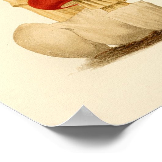  paddenstoelen 1861 Art Afdrukken Rood Pet Poster (Hoek)