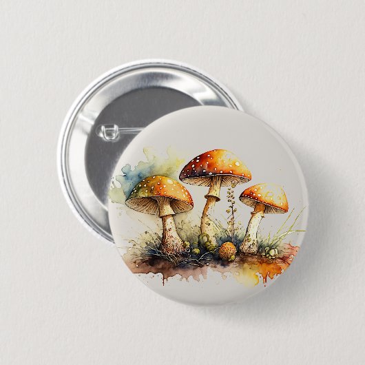 Paddenstoelen, Amanita Muscaria Ronde Button 5,7 Cm (Voorkant /achterkant)