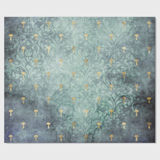 Paddenstoelen Antiek Blauwgroen boomgaard Cadeaupapier (Vlak)