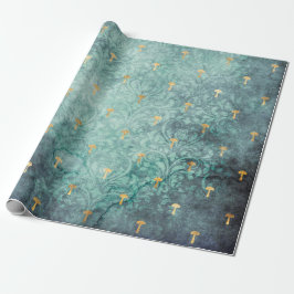 Paddenstoelen Antiek  Blauwgroen boomgaard Cadeaupapier