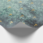 Paddenstoelen Antiek  Blauwgroen boomgaard Cadeaupapier (Hoek)