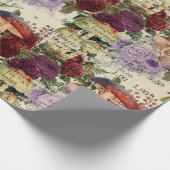 Paddenstoelen Antiek Ephemera Marsala Red Cadeaupapier (Hoek)