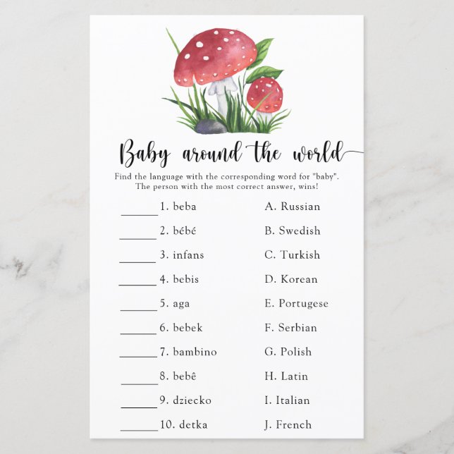 Paddenstoelen Baby rond de wereld spel (Voorkant)